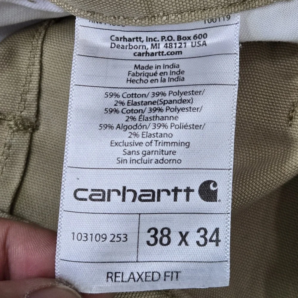 Carhartt Men Pants‎ 38X34 Beige Rugged Professional Series Flex Relaxed Canvas